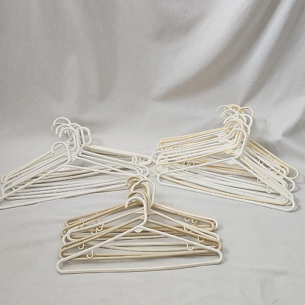 Set of 40 White and Cream Plastic Hangers